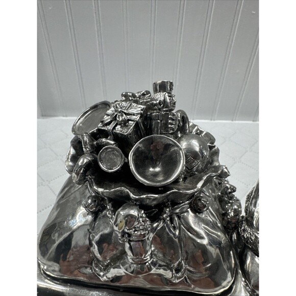 Silver Plated Santa And Chimney Candy Dish. Great Addition To Your Holiday Decor - Picture 3 of 16